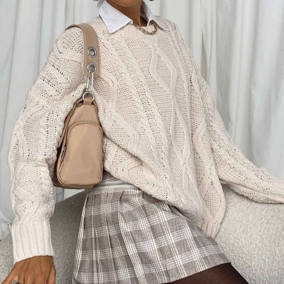 Princess Polly Sweaters - NWT Princess Polly Anaya Oversized Beige Sweater - Size S / M